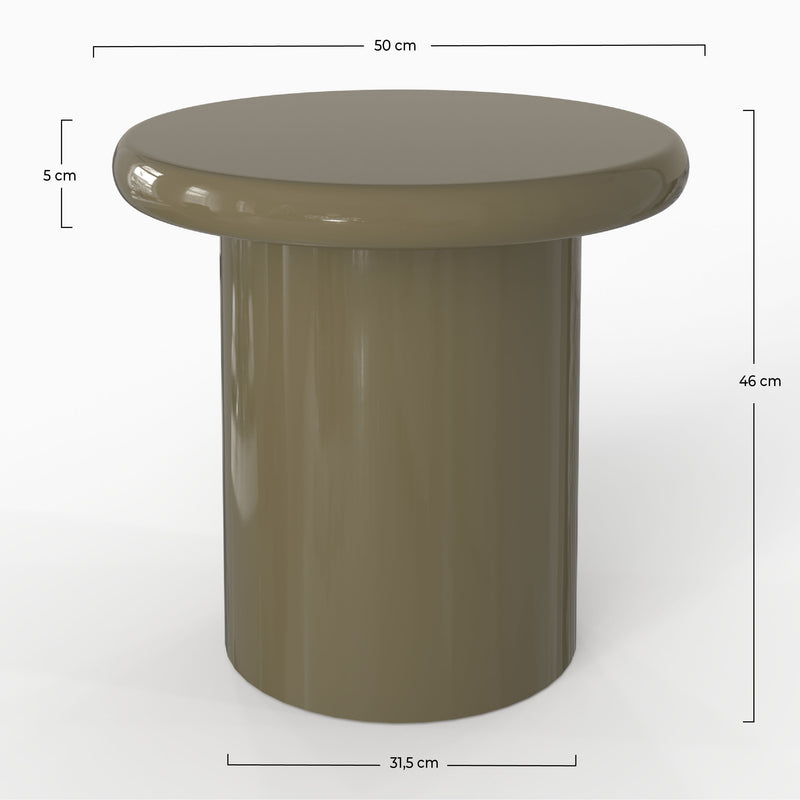 Table d'appoint Apoline laquée vert kaki en MDF, D50 cm