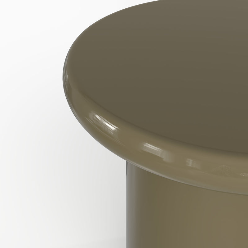 Table d'appoint Apoline laquée vert kaki en MDF, D50 cm