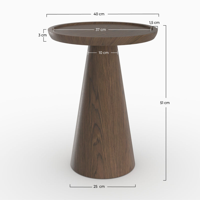 Table d'appoint Côme en placage noyer, D40 cm