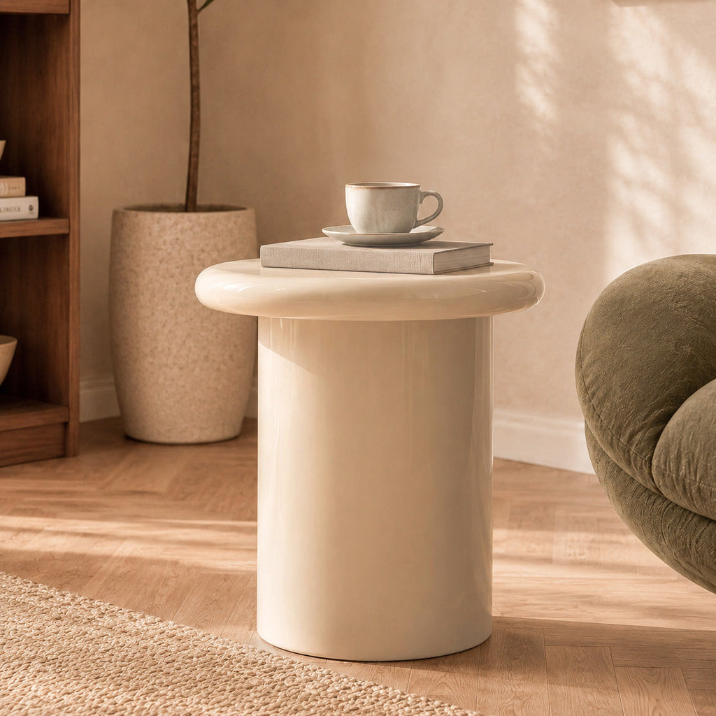 Apoline - White Lacquered Mdf Side Table