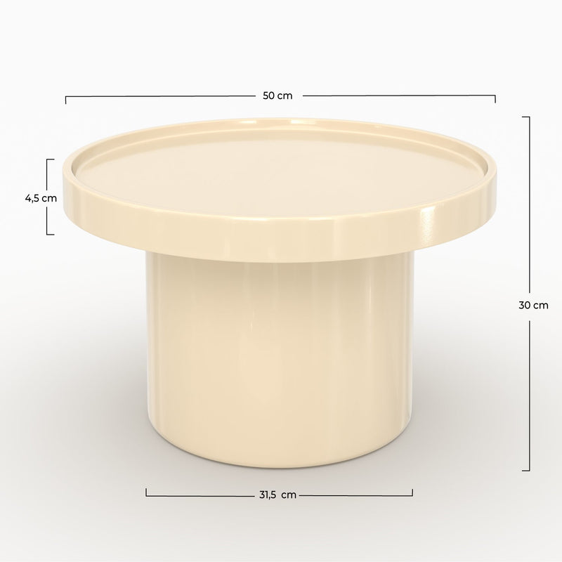 Table d'appoint Nora laquée blanche en MDF, D50 cm