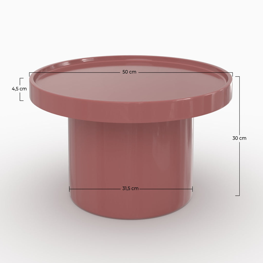 Nora - Mesa auxiliar de Mdf lacado rojo frambuesa