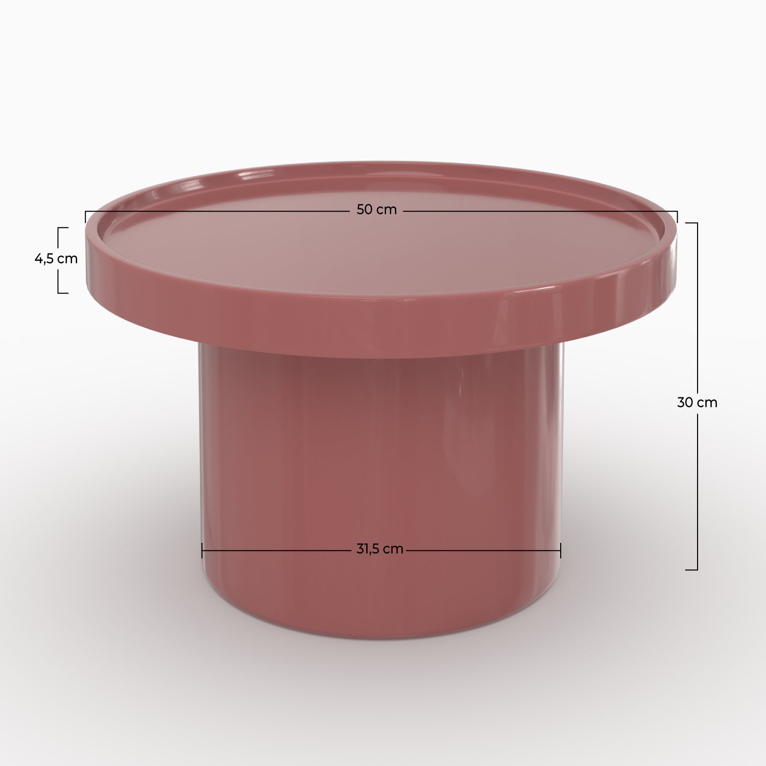 Nora - Mesa auxiliar de Mdf lacado rojo frambuesa
