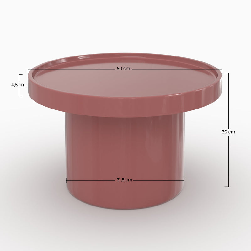 Table d'appoint Nora laquée rouge framboise en MDF, D50 cm