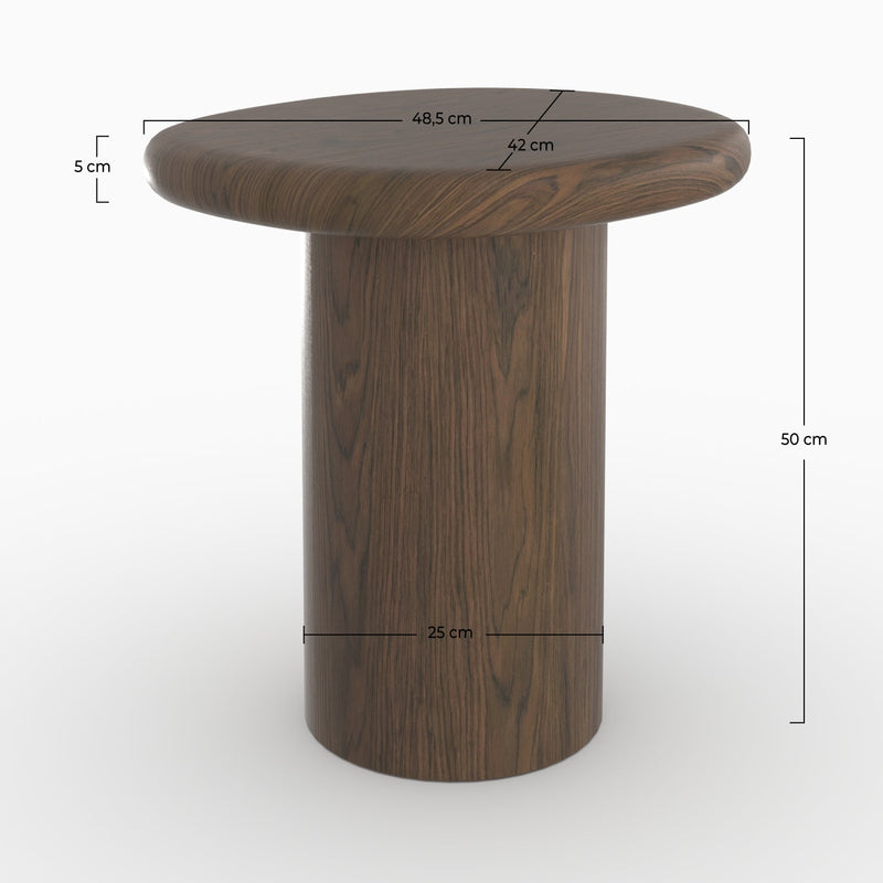 Table d'appoint Nubia en placage noyer, D48,5 cm