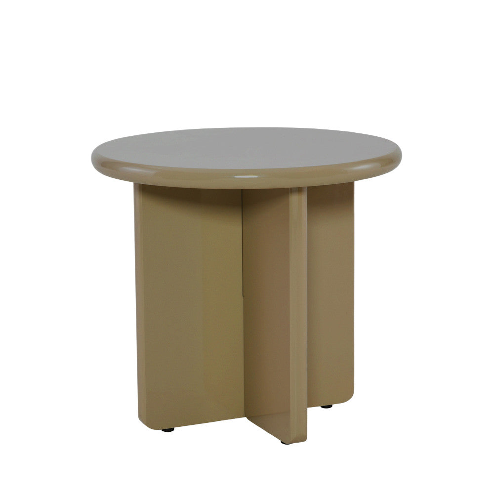 Paloma - Round Side Table - Lacquered Wood - Brown