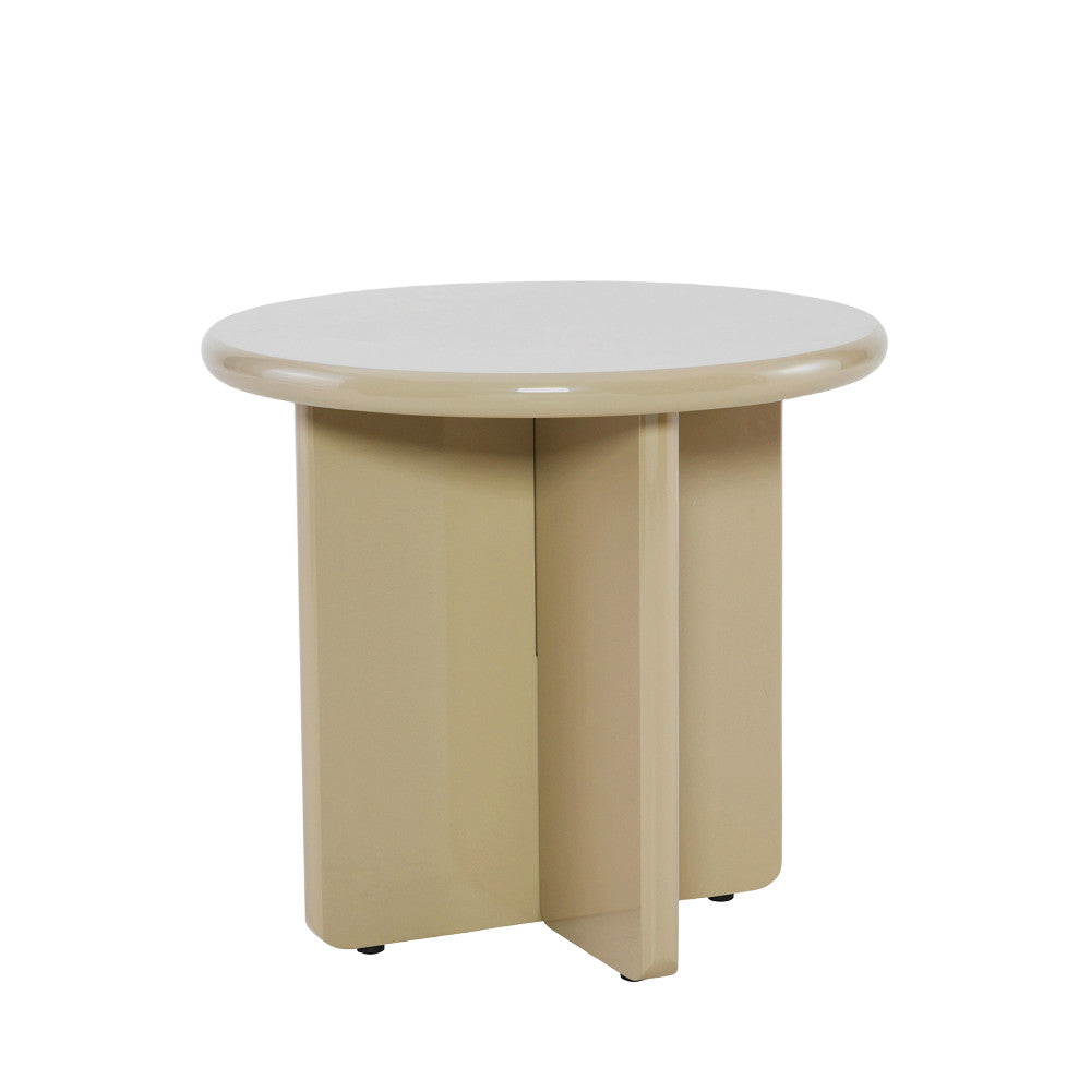 Paloma - Mesa auxiliar redonda - Madera lacada - Gris beige
