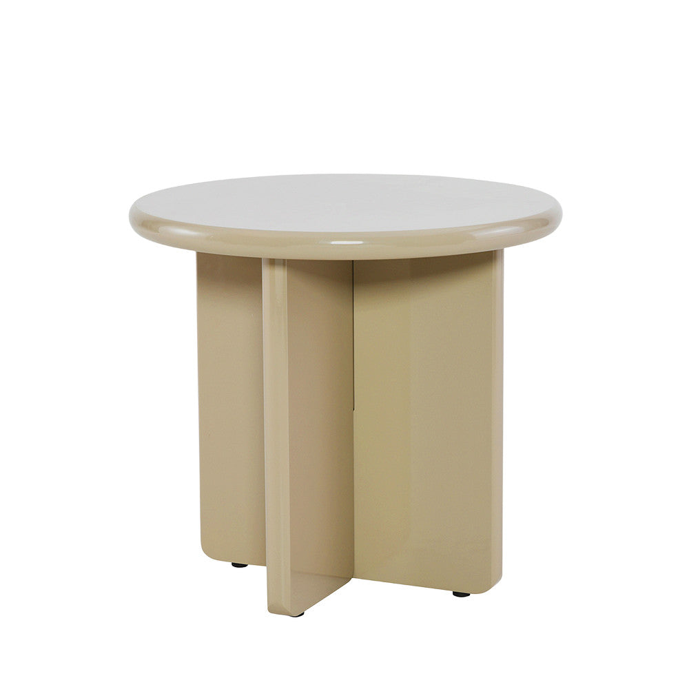 Paloma - Mesa auxiliar redonda - Madera lacada - Gris beige