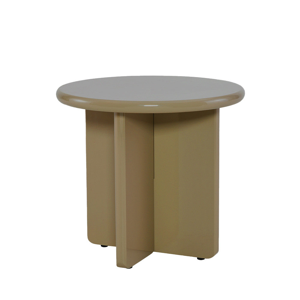 Paloma - Round Side Table - Lacquered Wood - Brown