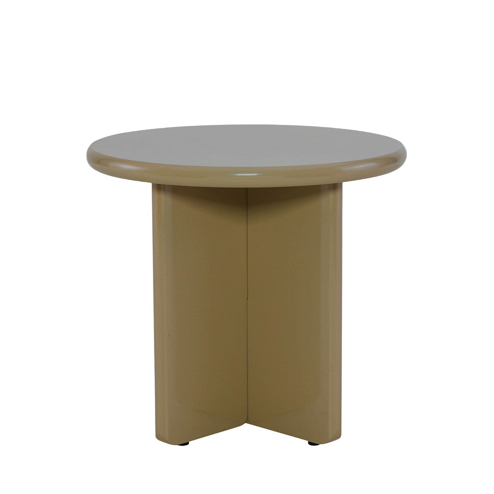 Paloma - Round Side Table - Lacquered Wood - Brown