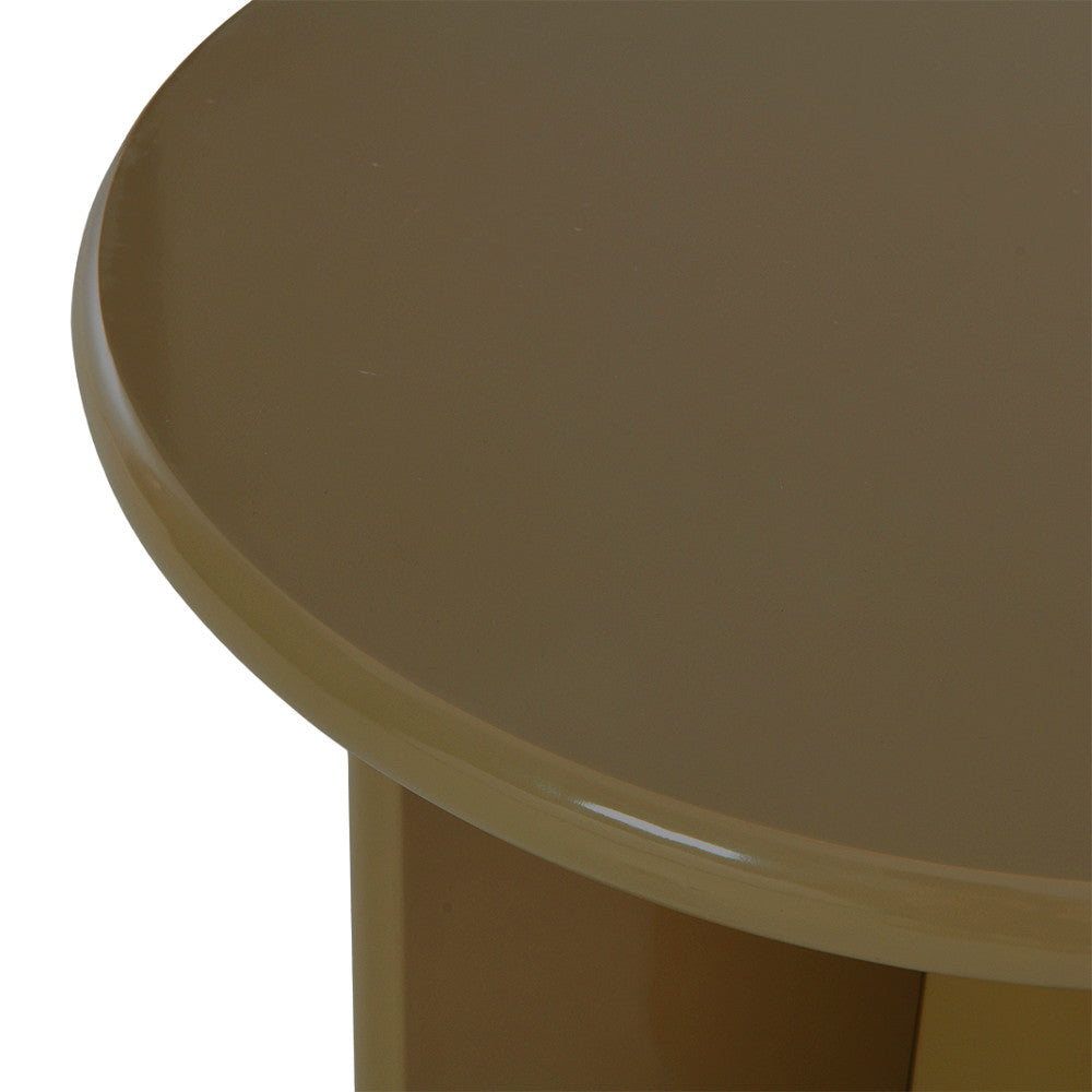 Paloma - Round Side Table - Lacquered Wood - Brown