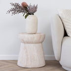 Bonn - Table D'Appoint Ronde Effet Travertin - Beige