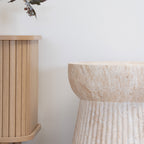 Bonn - Table D'Appoint Ronde Effet Travertin - Beige