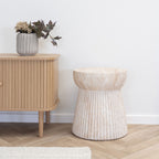Bonn - Table D'Appoint Ronde Effet Travertin - Beige