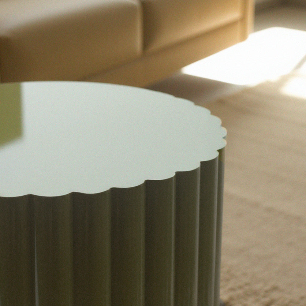 Louise - Table D'Appoint Ronde - Métal - Vert Kaki