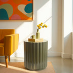 Louise - Table D'Appoint Ronde - Métal - Vert Kaki