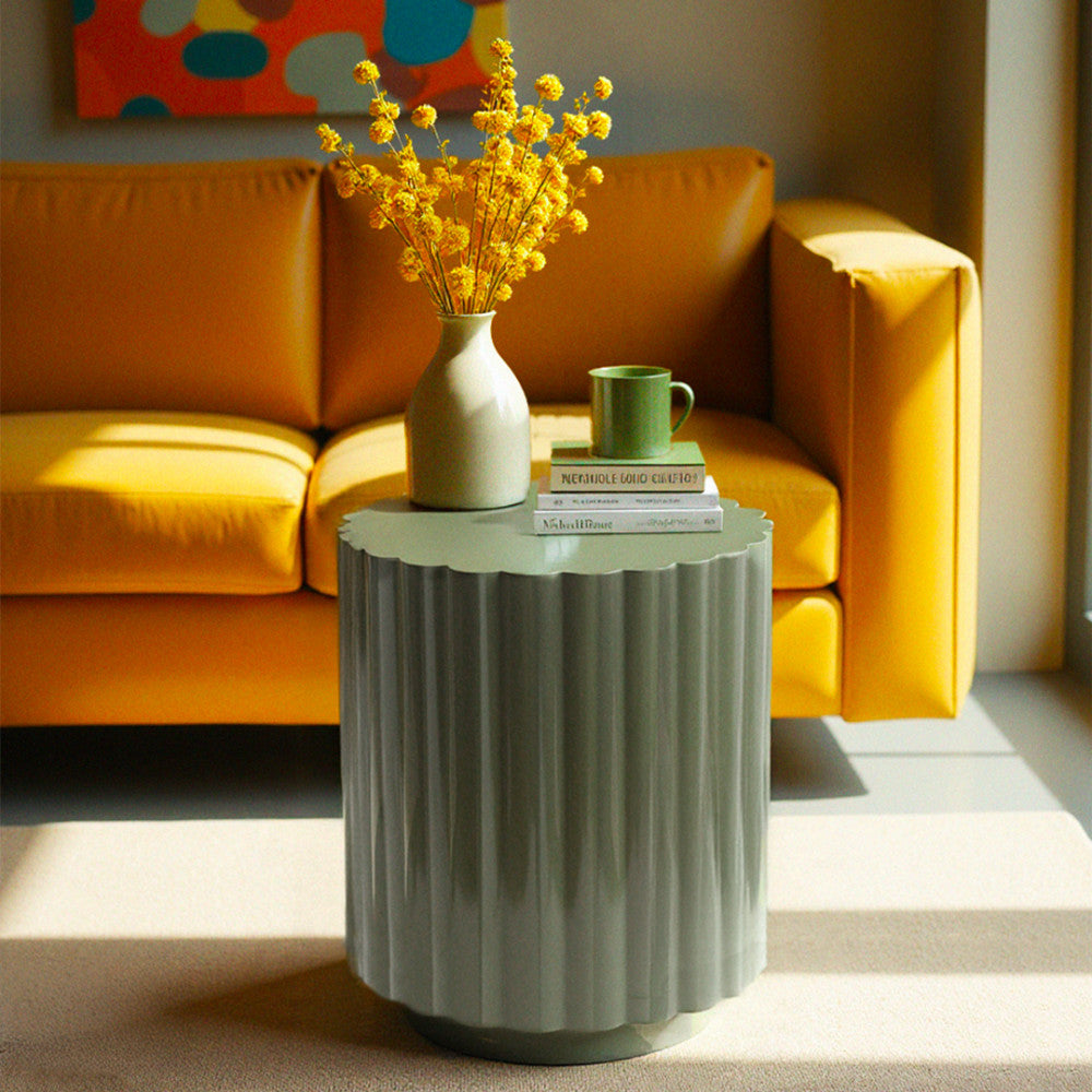 Louise - Table D'Appoint Ronde - Métal - Vert Kaki