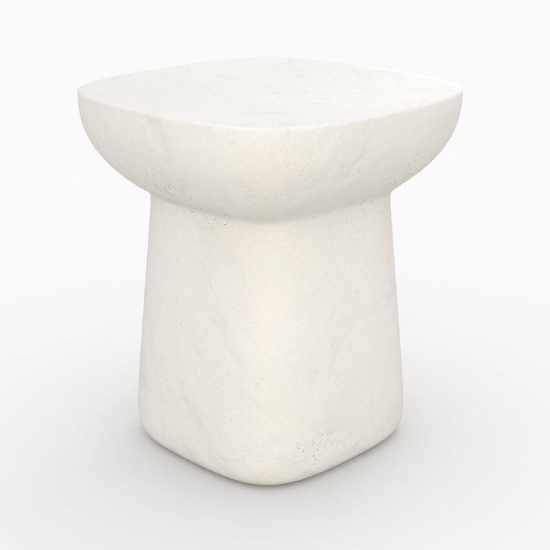 Table d'appoint Samui blanche en fibre d'argile effet béton