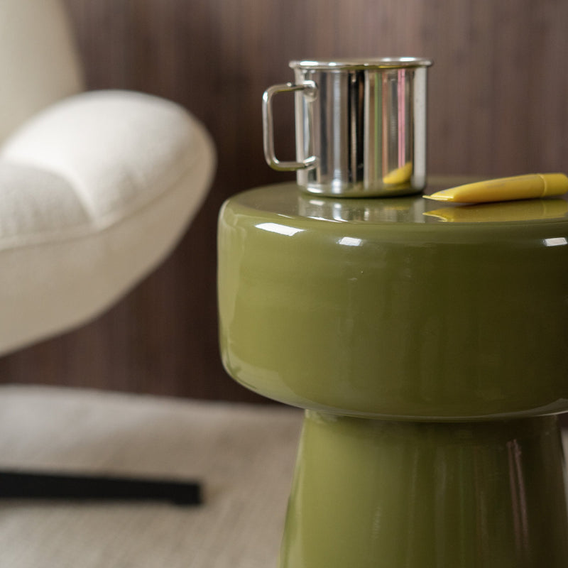Table d'appoint Athéna en métal vert D30 cm