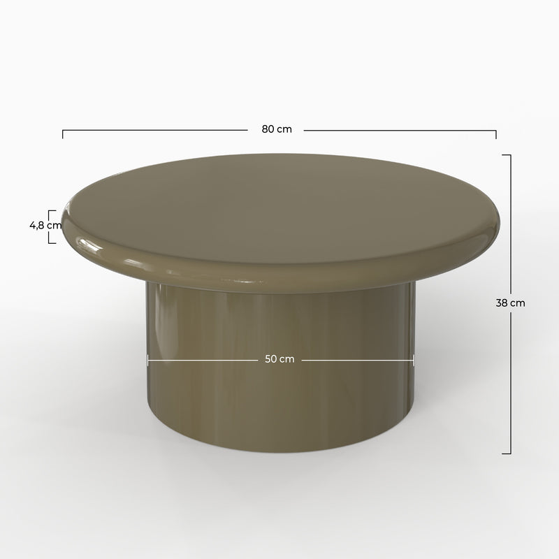 Table basse Apoline laquée vert kaki en MDF, D80 cm