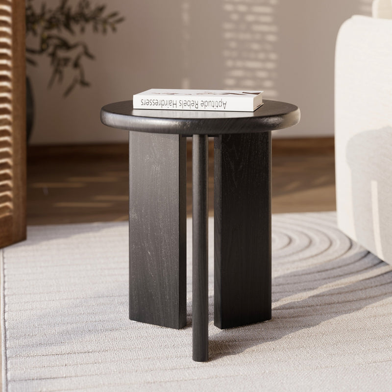 Table d'appoint Néa ronde en bois noir D40 cm