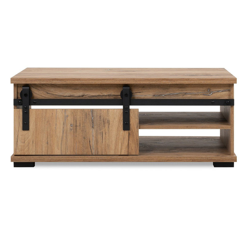 Table Basse Avec Porte Coulissante - Manzano - Décor Bois