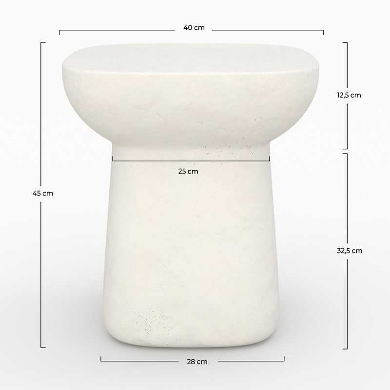 Table d'appoint Samui blanche en fibre d'argile effet béton