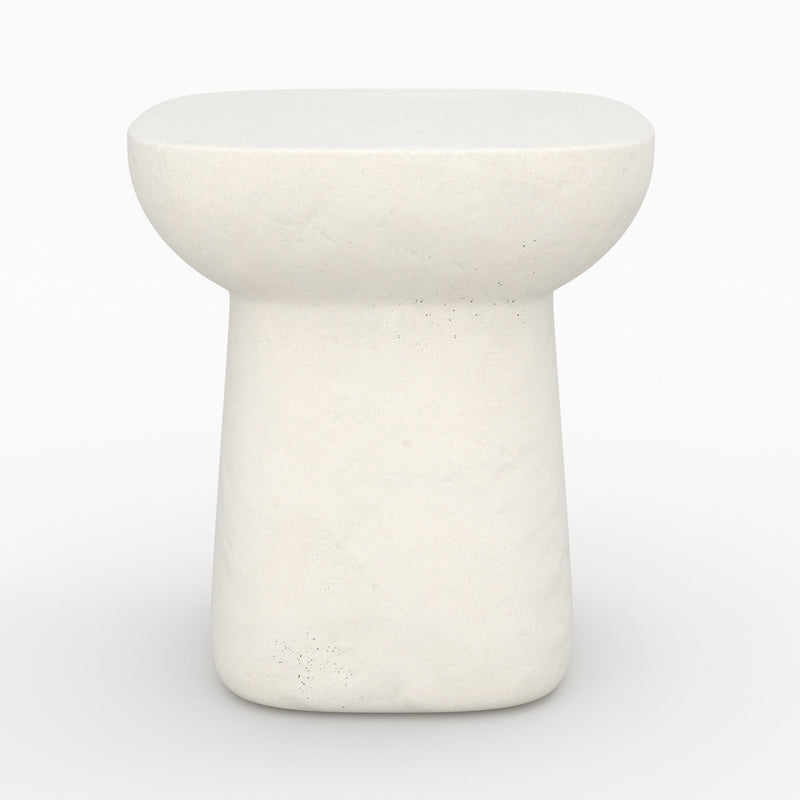 Table d'appoint Samui blanche en fibre d'argile effet béton