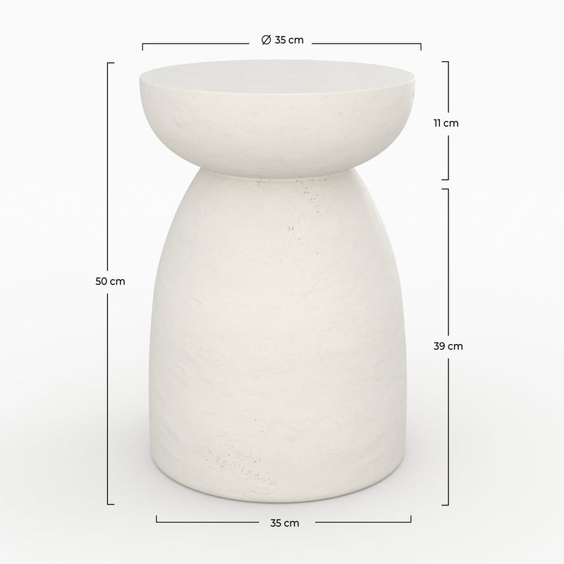 table basse blanche beton appoint ronde