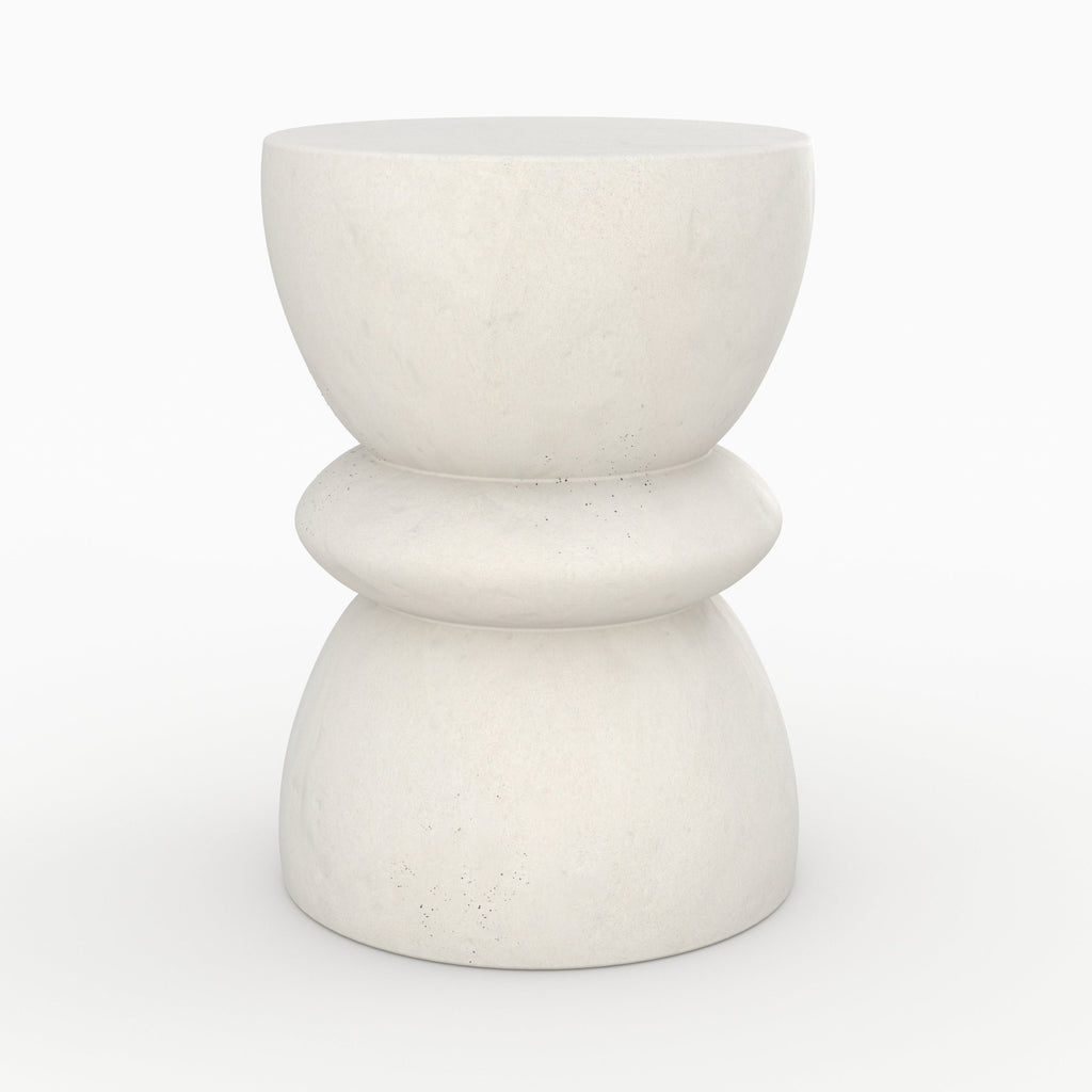Maupiti - Table D'Appoint Ronde Blanche En Fibre D'Argile Effet Béton