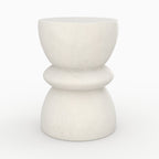 Maupiti - Table D'Appoint Ronde Blanche En Fibre D'Argile Effet Béton