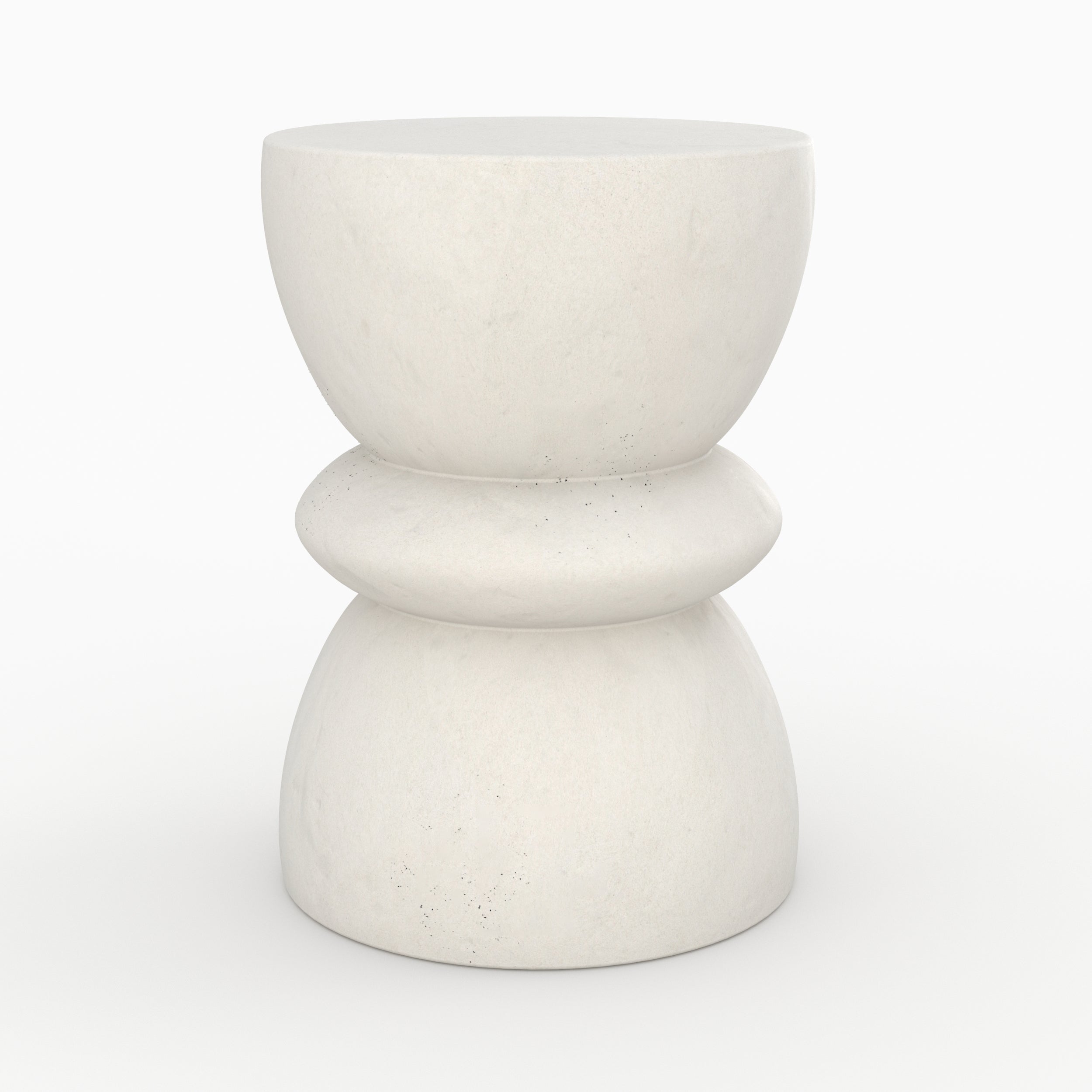 Maupiti - Table D'Appoint Ronde Blanche En Fibre D'Argile Effet Béton