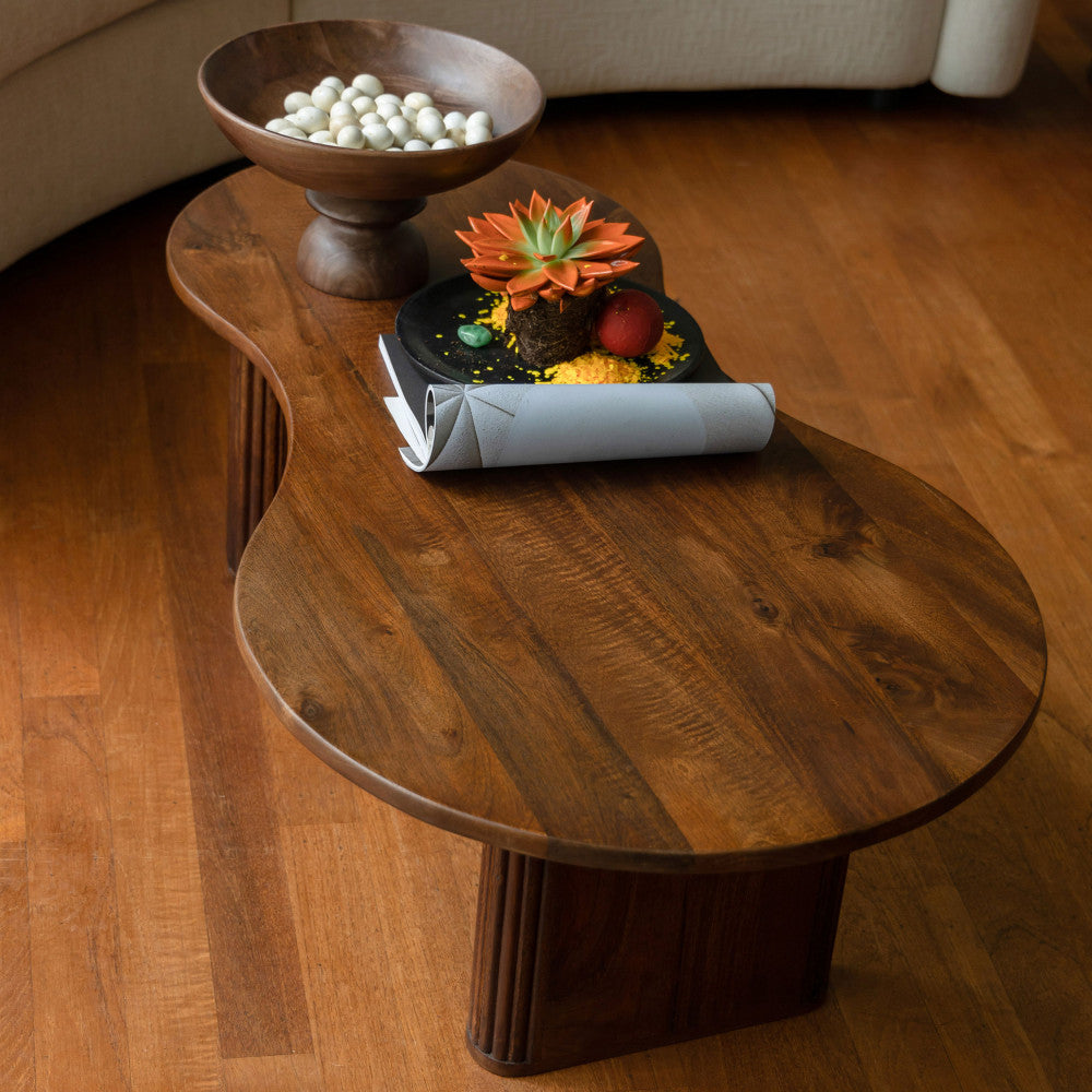 Tilon - Mesa de centro orgánica - Madera - Madera oscura