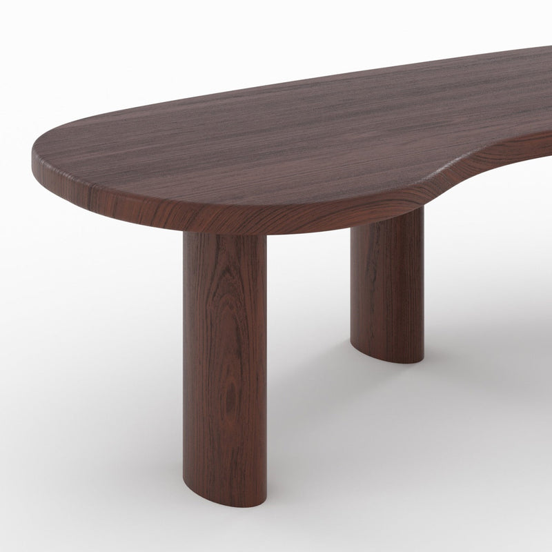 Table basse organique Brandan en bois massif de mindi foncé