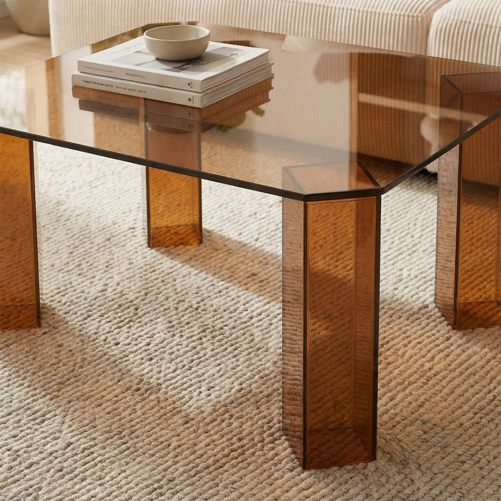 Remo - Square Coffee Table - Glass - Amber Glass