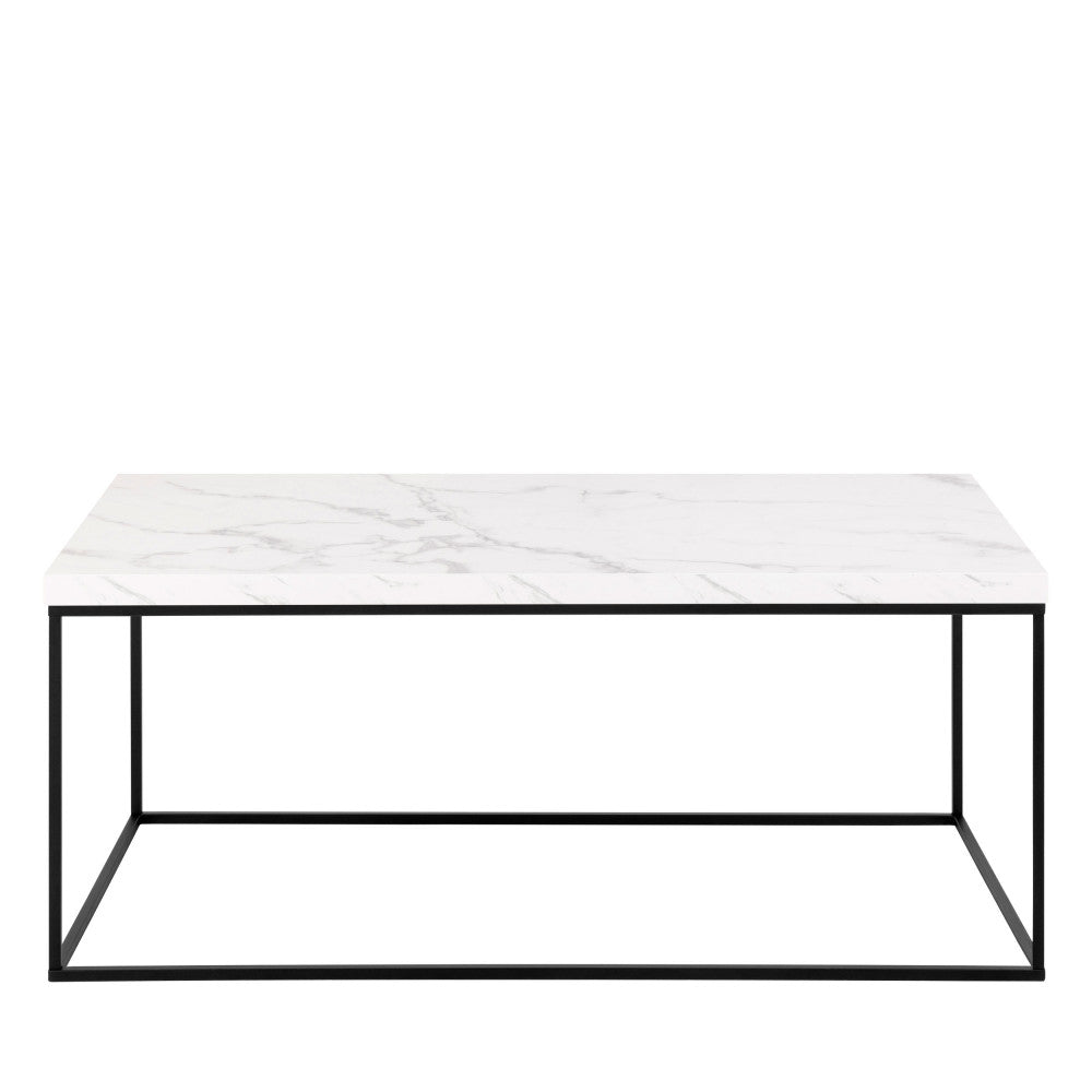 Mixo - Coffee Table - Marble Effect And Metal - White