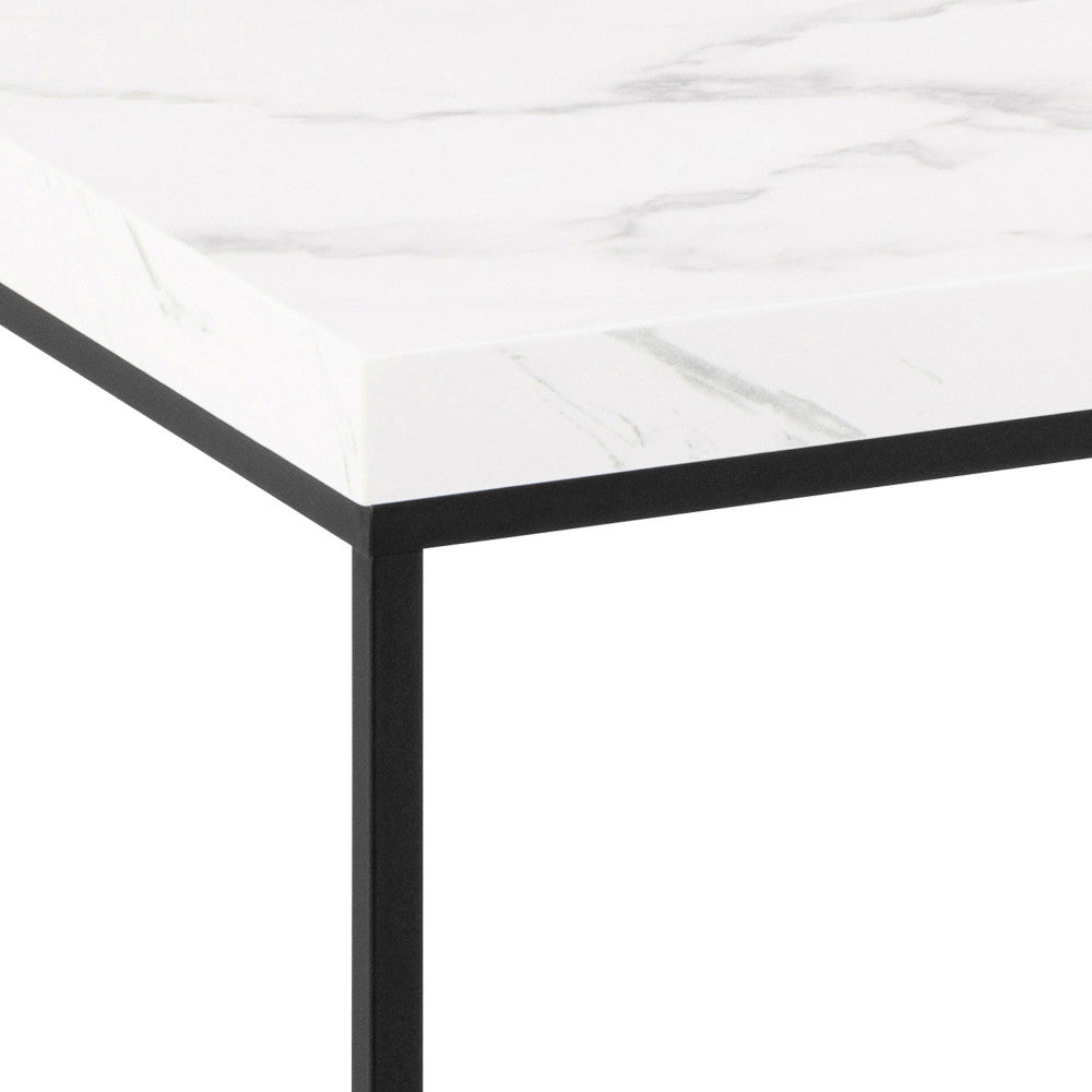 Mixo - Coffee Table - Marble Effect And Metal - White