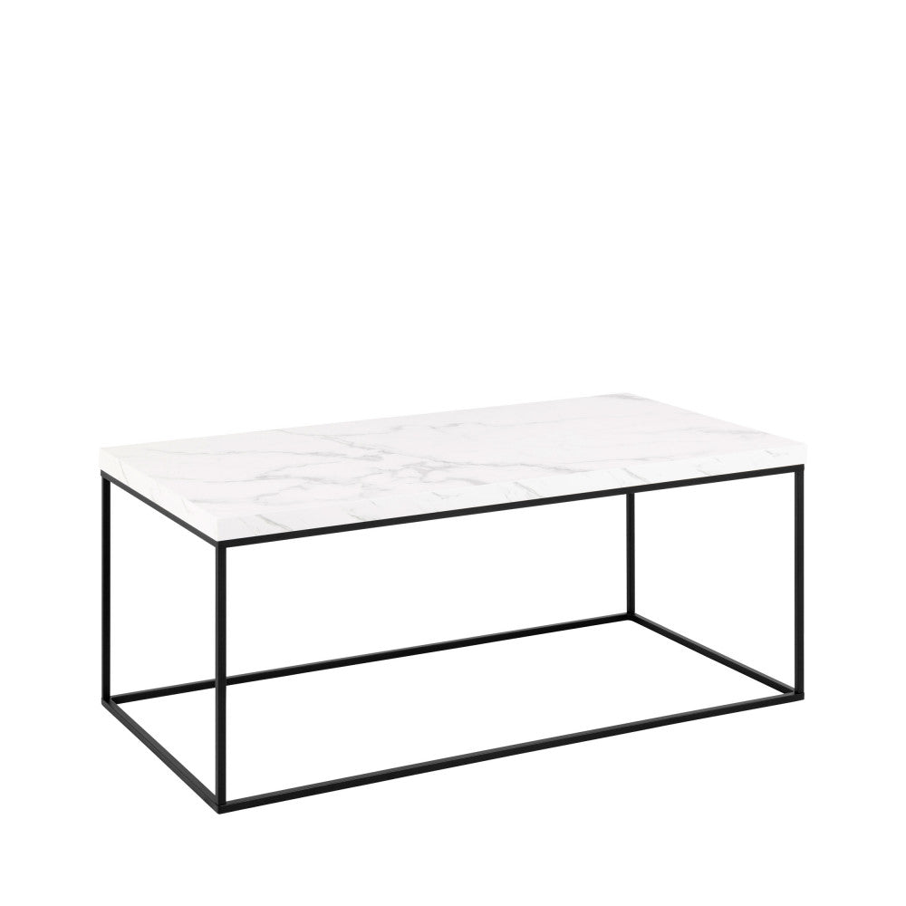 Mixo - Coffee Table - Marble Effect And Metal - White