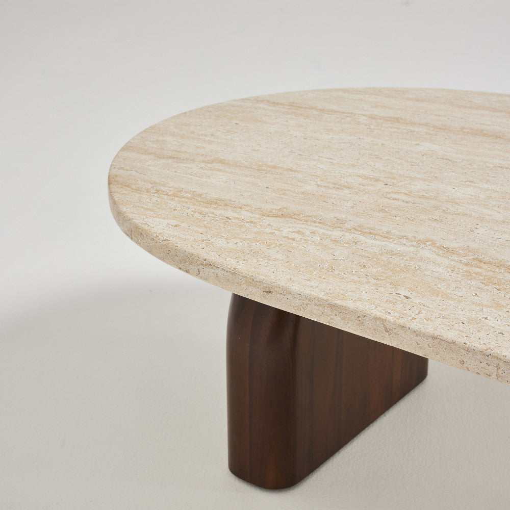Lipali - Coffee Table in Wood - Travertine Effect - Beige