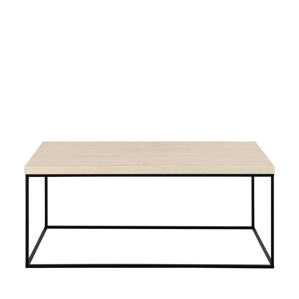 Mixo - Mesa de centro - Efecto travertino y metal - Beige