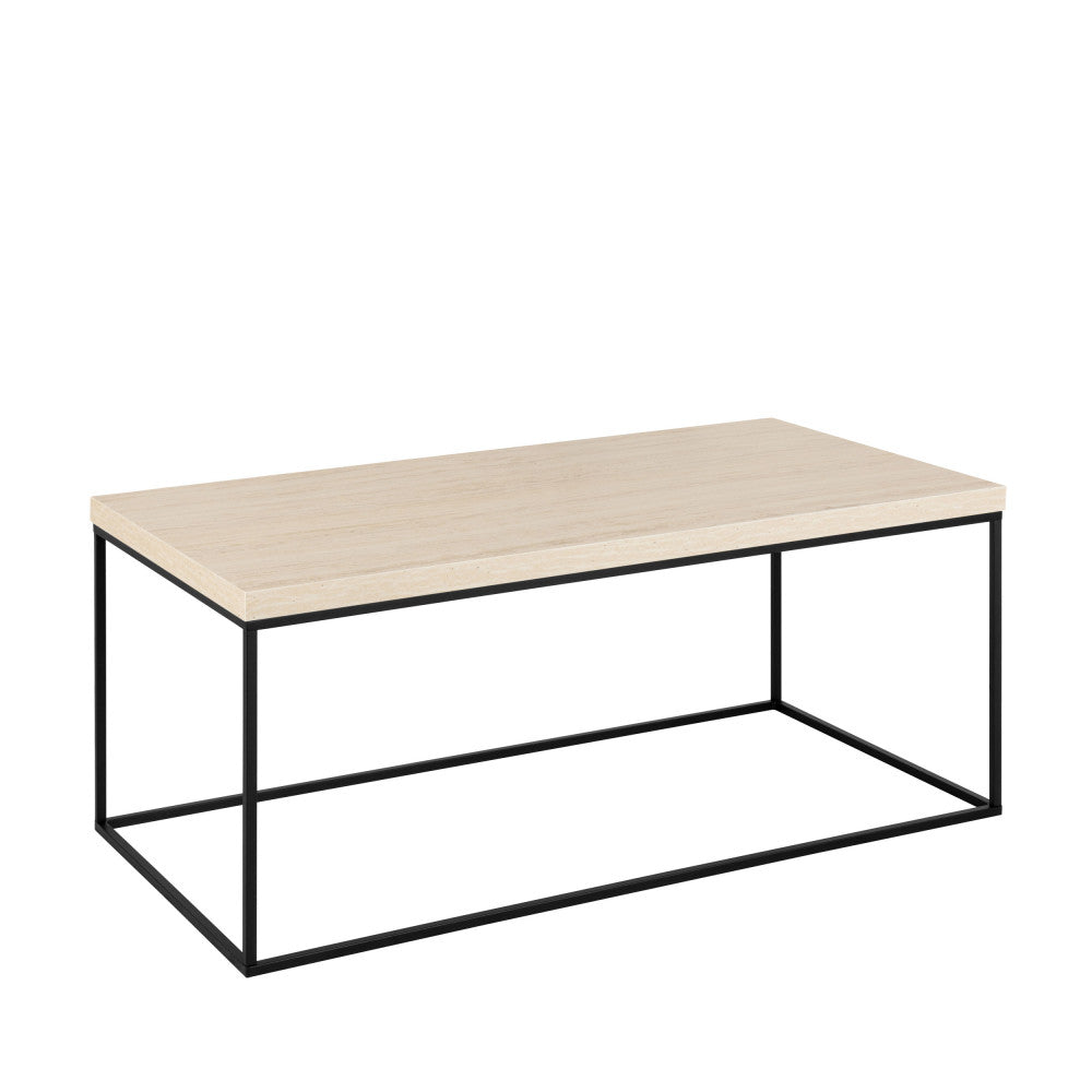 Mixo - Mesa de centro - Efecto travertino y metal - Beige