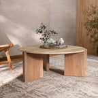 Sierra - Table Basse En Travertin Et Bois