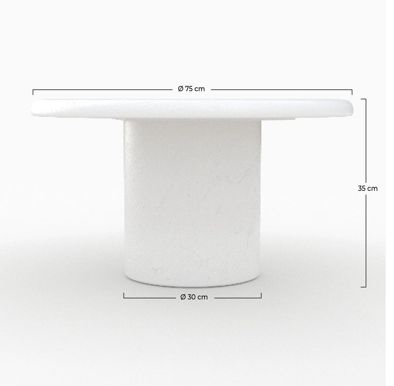 Table basse ronde Lulli en béton blanc cassé