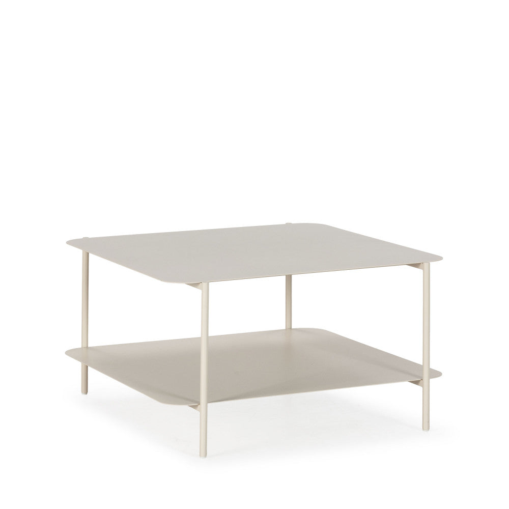 Judith - Mesa de centro con doble tablero - Metal - Beige