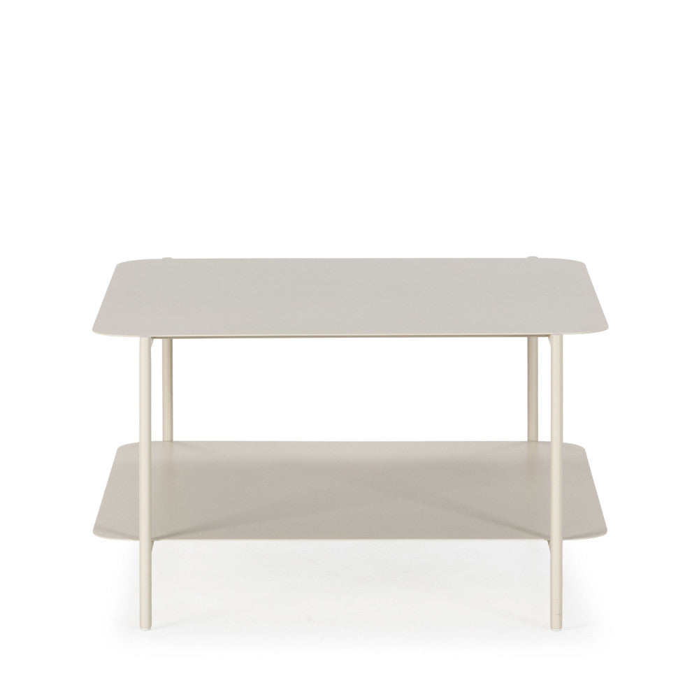 Judith - Mesa de centro con doble tablero - Metal - Beige