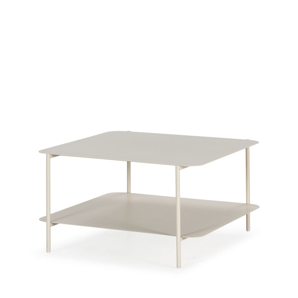 Judith - Mesa de centro con doble tablero - Metal - Beige