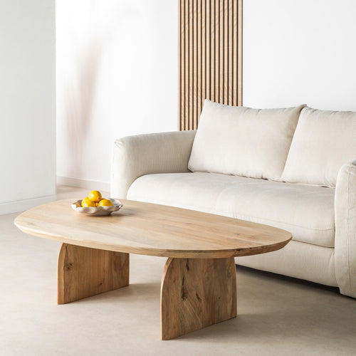Malang - Table Basse Organique - Bois Massif Manguier - Bois clair
