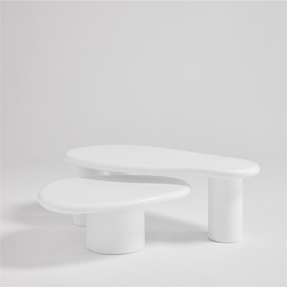 Luna - Table Basse Organique - Fibre De Ciment - Blanc