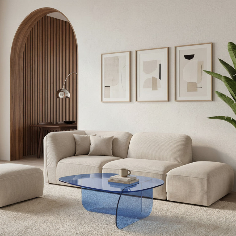 Tila - Organic Coffee Table - Glass - Blue