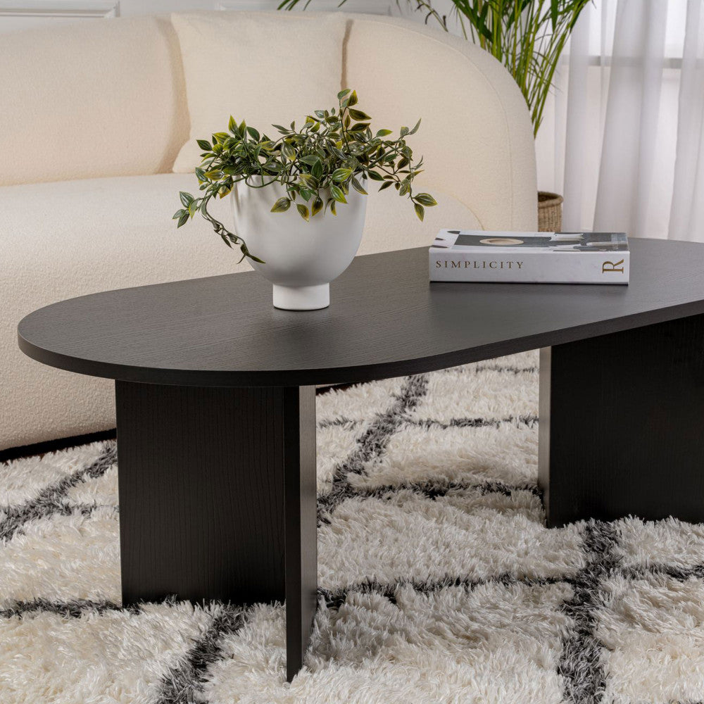 Sam - Oval Coffee Table - Wood - Black
